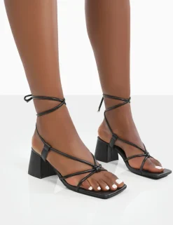Flash Sale Aloha Lace Up Block Mid Heeled Sandals 3" Heels | Lace Up Heels
