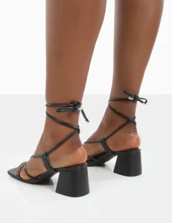 Flash Sale Aloha Lace Up Block Mid Heeled Sandals 3" Heels | Lace Up Heels