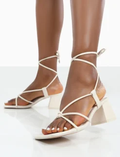 Store Aloha Wide Fit Lace Up Block Mid Heeled Sandals Wide Fit Block Heels | Wide Fit Heels