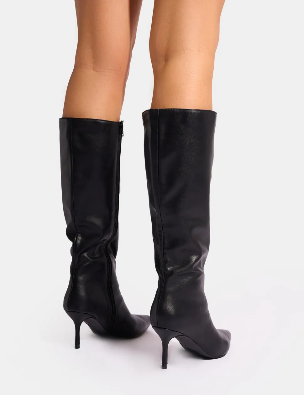 Discount Amped Pointed Toe Mid Heel Knee High Boots Mid Heels | Mid Heels