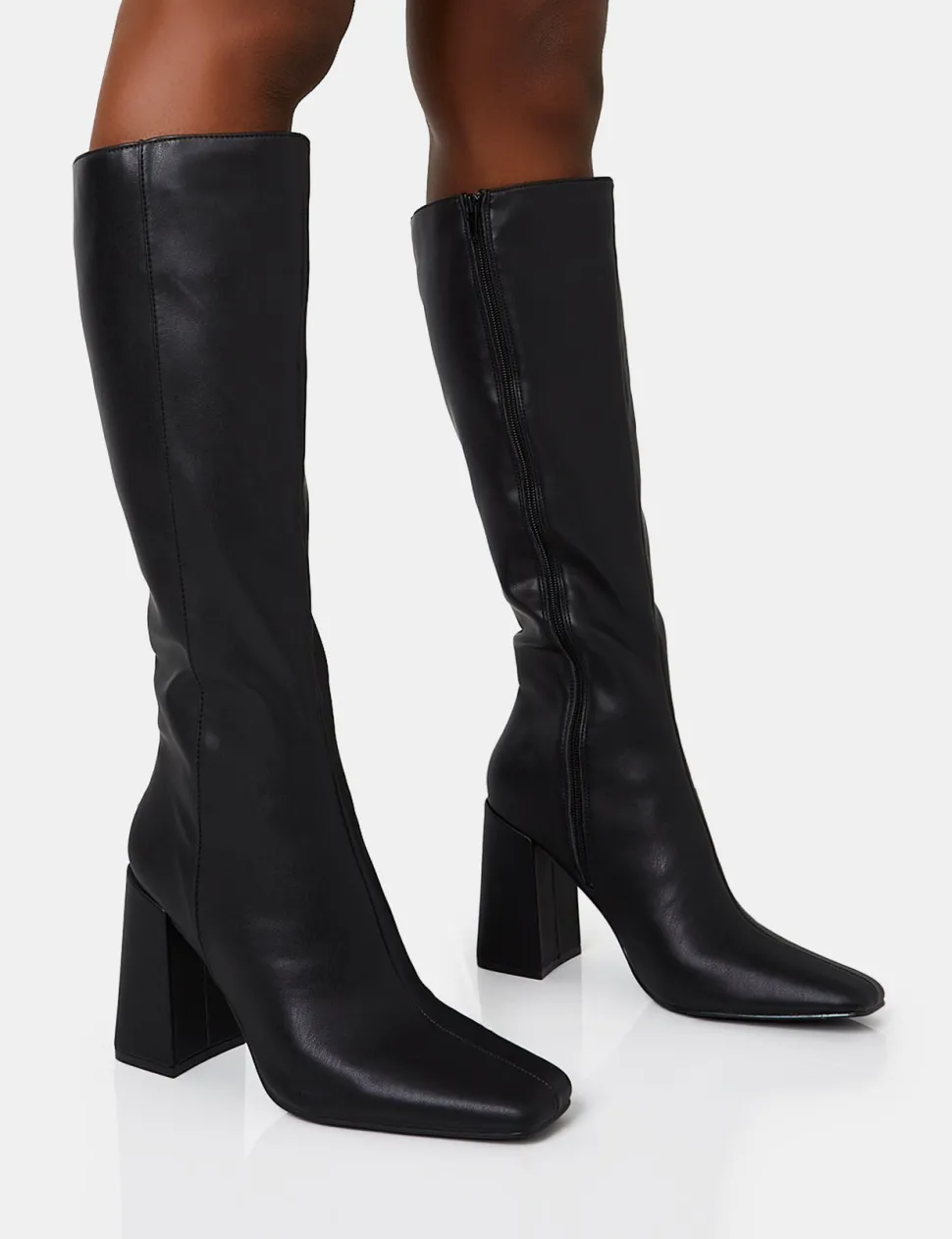 Clearance Apology Pu Knee High Block Heel Boots Back In Stock | Heeled Boots