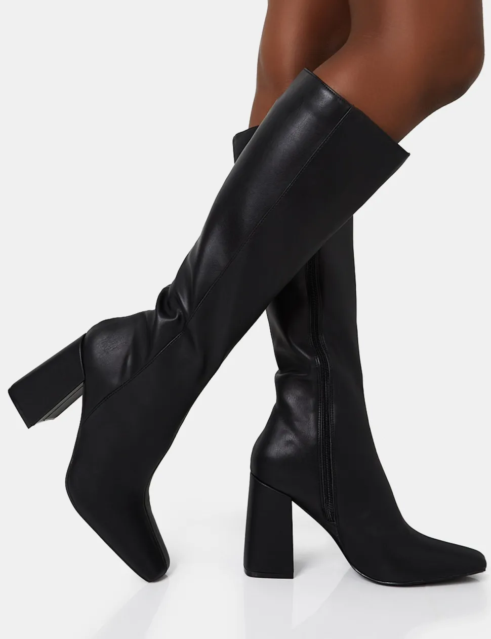 Clearance Apology Pu Knee High Block Heel Boots Back In Stock | Heeled Boots