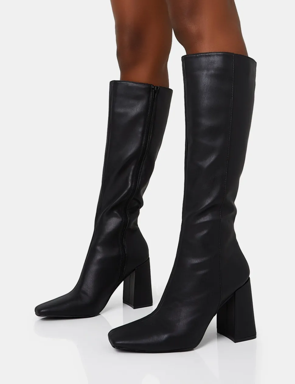Clearance Apology Pu Knee High Block Heel Boots Back In Stock | Heeled Boots