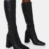 Sale Apology Wide Fit Pu Knee High Block Heel Boots Back In Stock | Wide Fit Boots