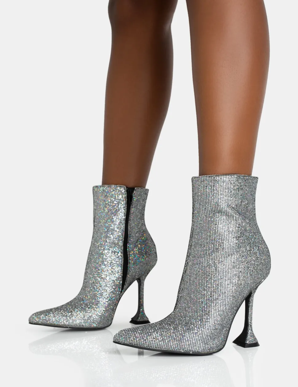 Flash Sale Arabella Glitter Pointed Toe Cake Stand Heeled Ankle Boots Heeled Boots | Ankle Boots