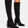 Discount Audrina Suede Wide Fit Block Heel Knee High Sock Boots Wide Fit Block Heels | Block Heels