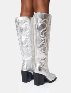 Flash Sale Austine Wide Fit Western Block Heel Knee High Boots Wide Fit Block Heels | Block Heels