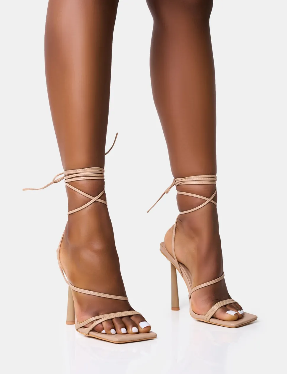 Shop Bad Gal Strappy Lace Up Square Toe Heels Square Toe Heels | Lace Up Heels