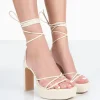 Sale Bring It Patent Croc Lace Up Strappy Platform Thin Block Heels 5" Heels | Square Toe Heels