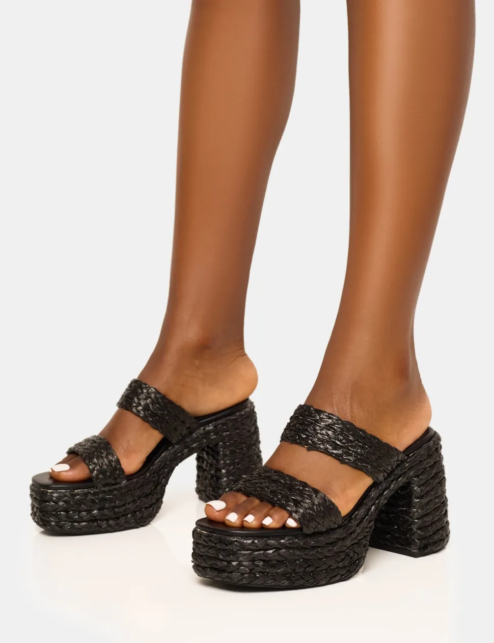 New Cassidy Double Strap Jute Platform Block Heel Block Heels | Platform Heels