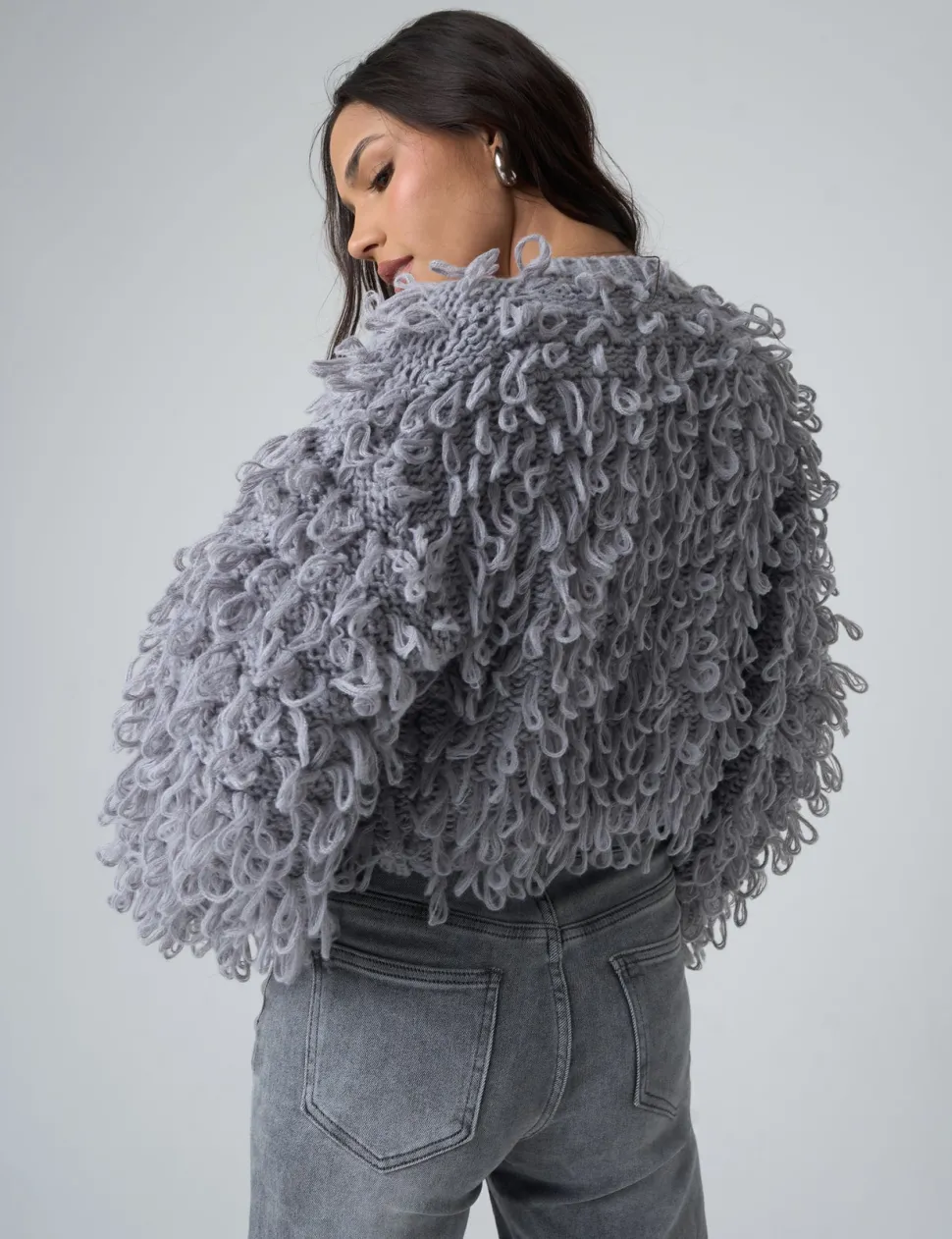 Outlet Chunky Loop Stitch Knitted Cardigan Outerwear & Jackets