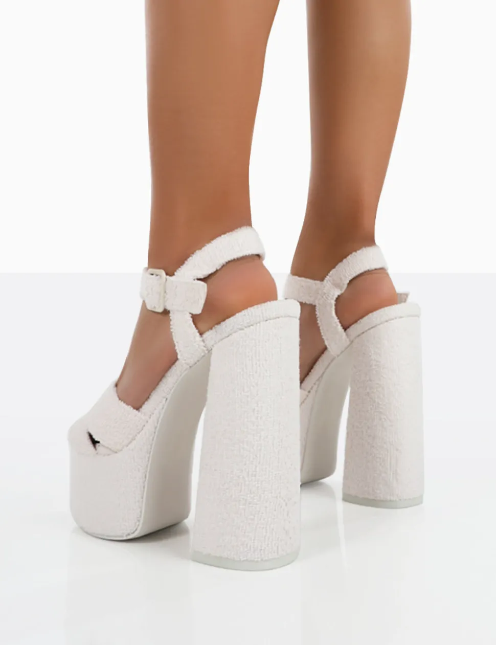 Fashion Content Towelling Chunky Platform Sandal High Heels 6" Heels | Block Heels