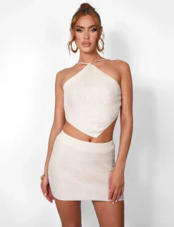 Store Crochet Mini Skirt Beige Co-ords | Skirts