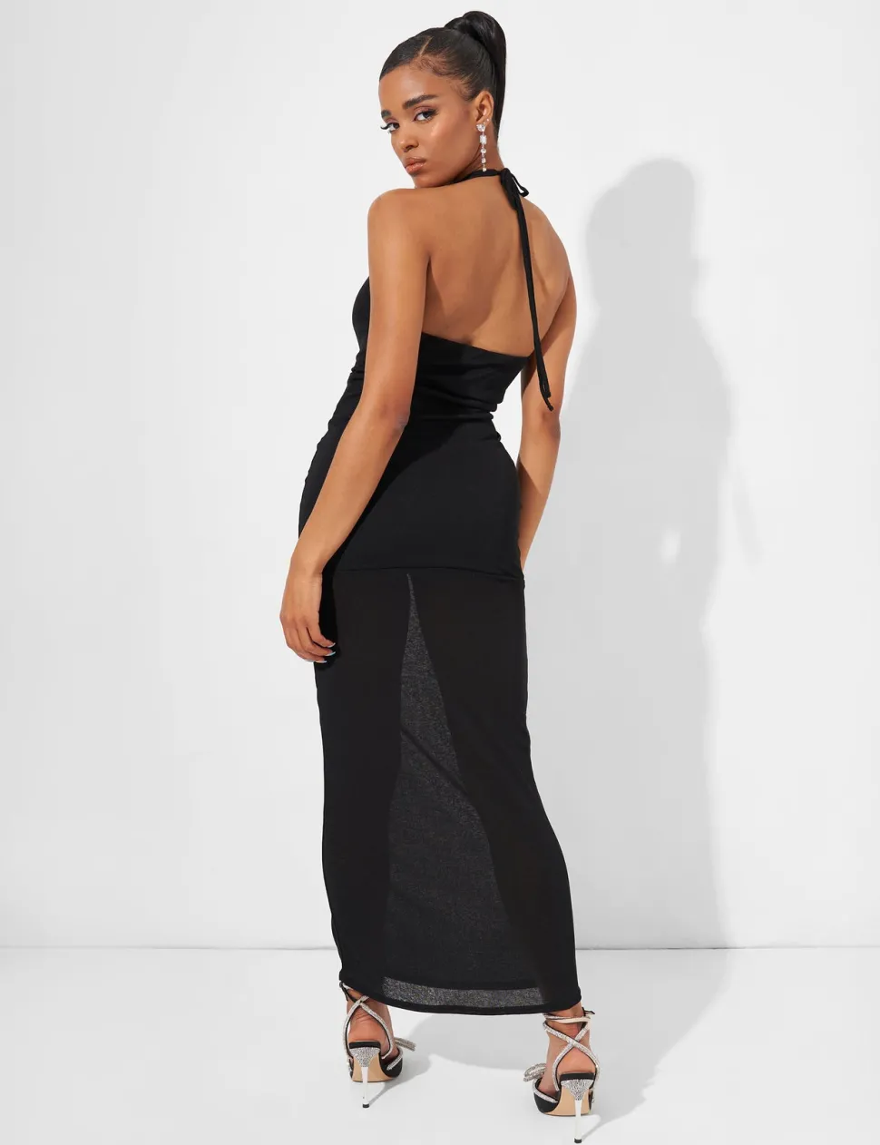 Best Sale Deep Plunge Maxi Dress in Black Dresses