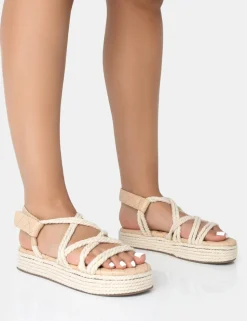 Outlet Duffy Ecru Rope Flat Dad Sandals Flats