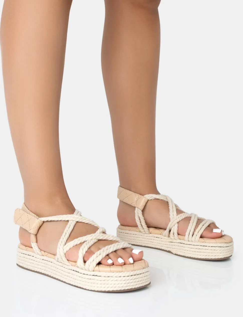 Outlet Duffy Ecru Rope Flat Dad Sandals Flats