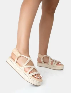 Outlet Duffy Ecru Rope Flat Dad Sandals Flats
