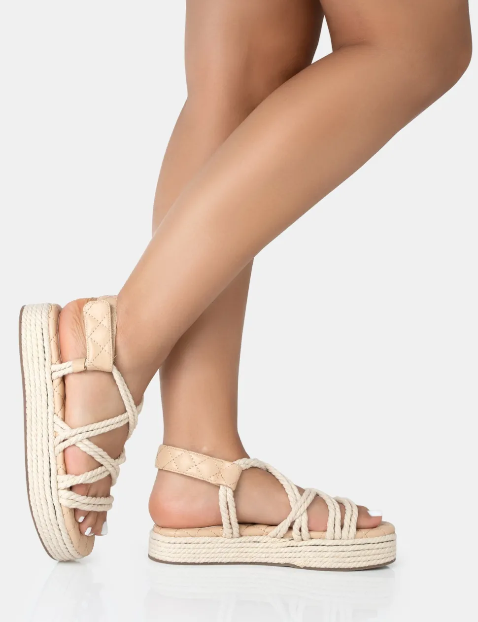 Outlet Duffy Ecru Rope Flat Dad Sandals Flats