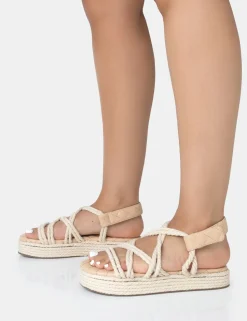Outlet Duffy Ecru Rope Flat Dad Sandals Flats