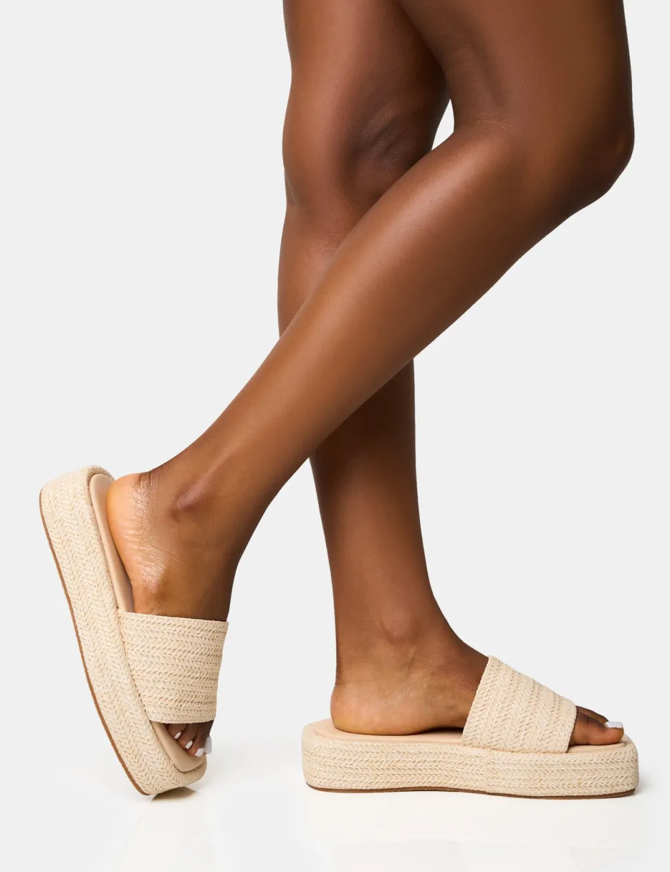 Discount Eclipse Natural Raffia Platform Sandals Flats