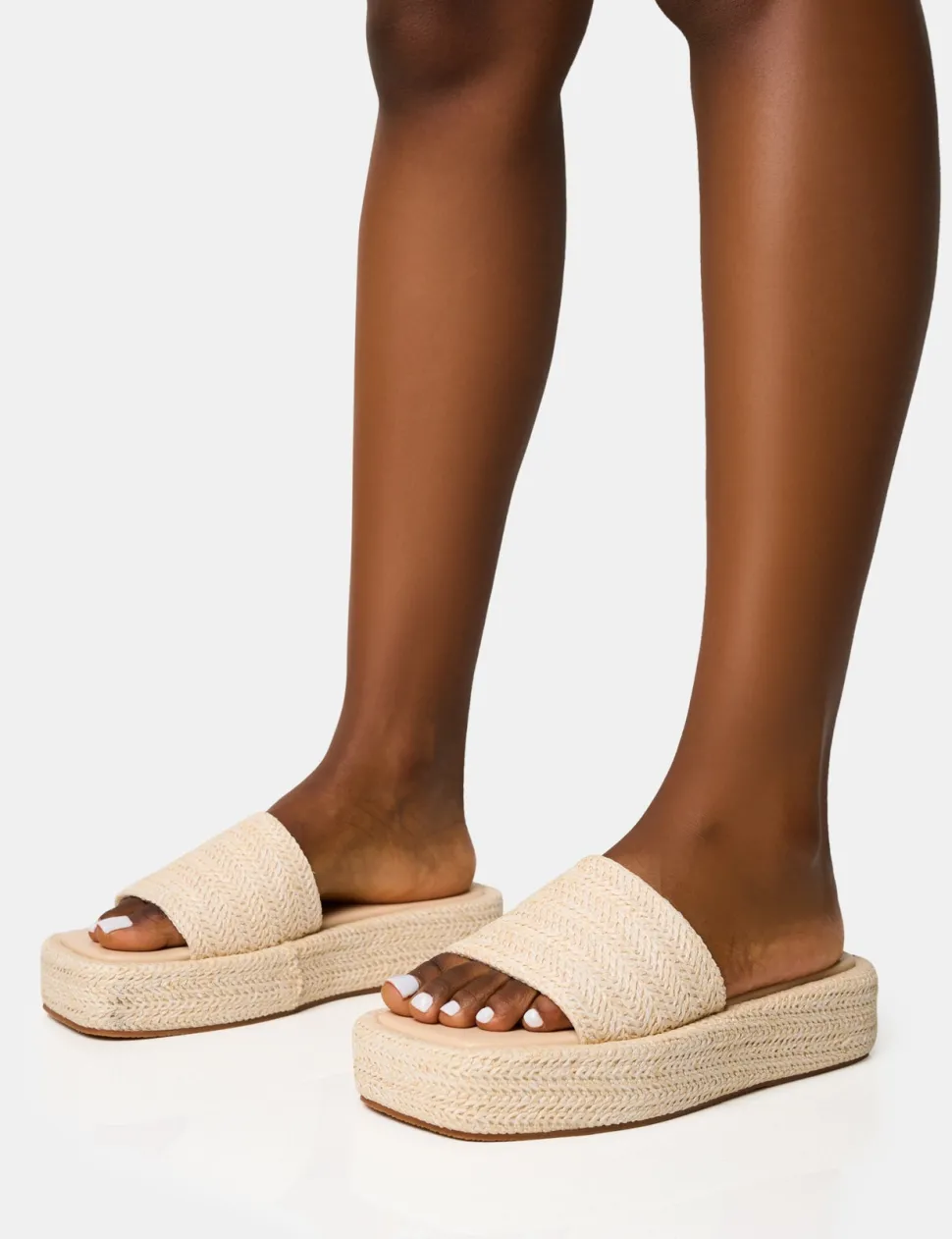 Discount Eclipse Natural Raffia Platform Sandals Flats