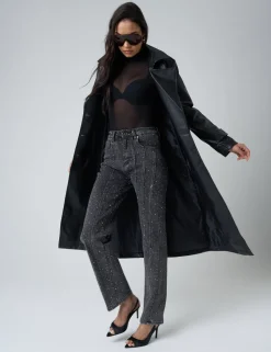 Shop Embellished Straight Leg High Waisted Jeans Trousers