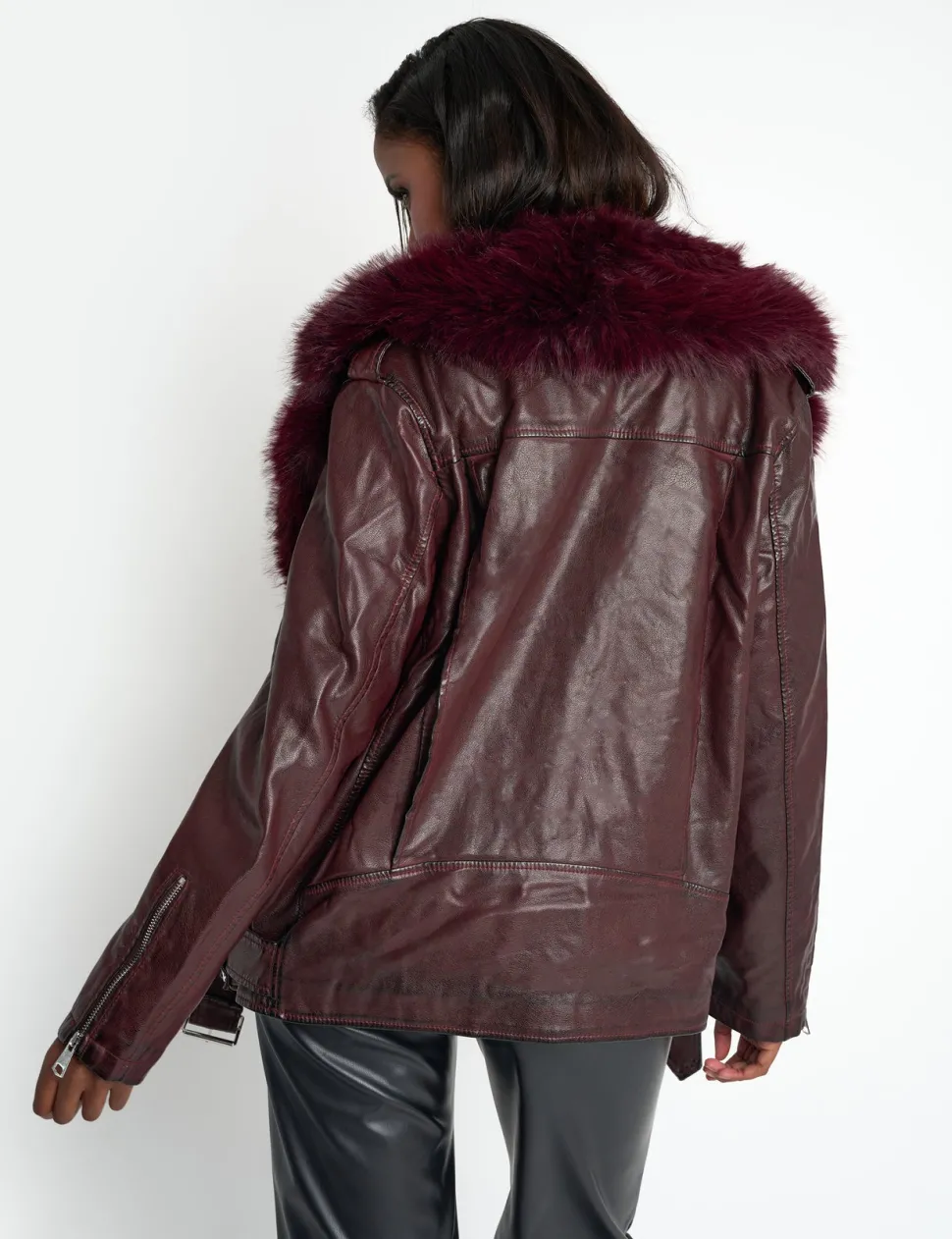 Fashion Faux Fur Trim Aviator Jacket Outerwear & Jackets