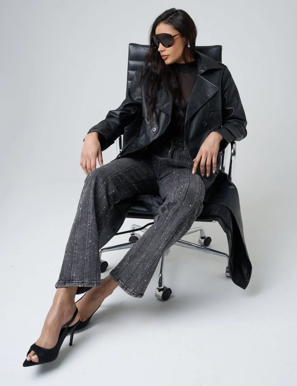 Flash Sale Faux Leather Belted Trench Coat Outerwear & Jackets