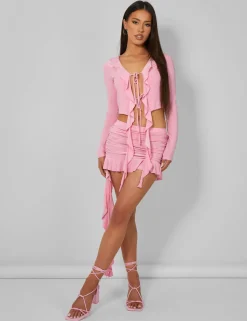 Hot Frill Detail Ruched Mini Skirt Baby Co-ords | Skirts