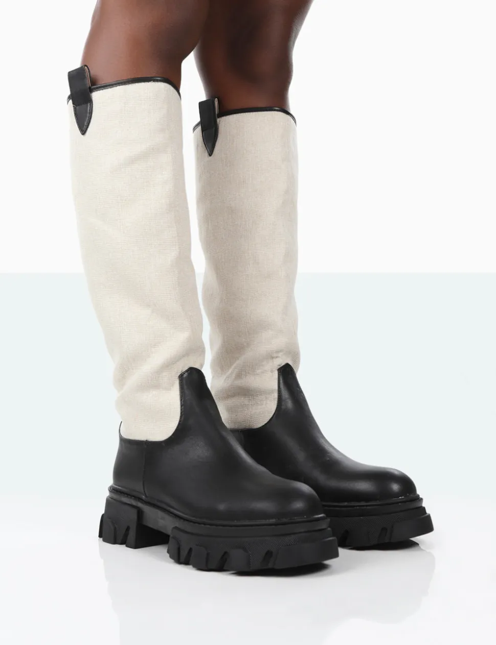 Flash Sale Genius PU Knee High Linen Platform Chunky Sole Boots Knee High Boots | Long Boots