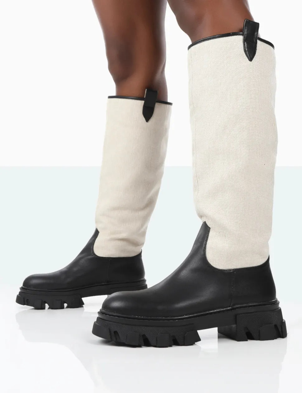 Flash Sale Genius PU Knee High Linen Platform Chunky Sole Boots Knee High Boots | Long Boots