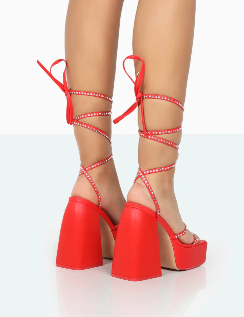 Best Sale Helena Grain Pu Sparkly Diamante Chunky Platform Heel Block Heels Strappy Heels | Diamante Heels