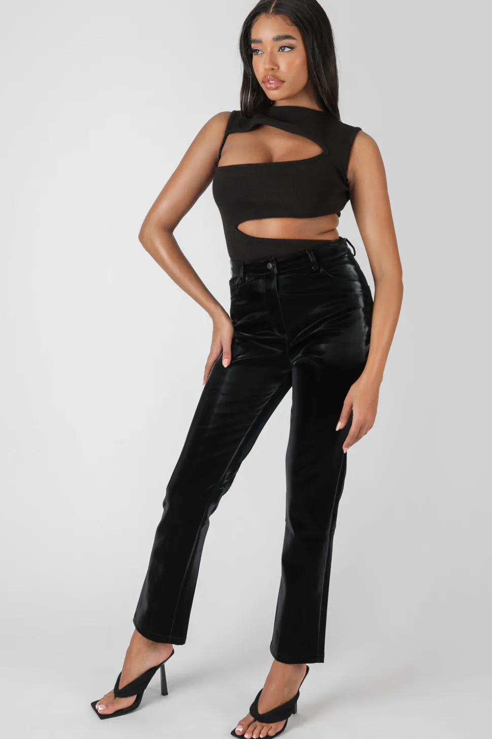 Discount High Shine Vinyl Straight Leg Trousers Sculpt & Leisure | Kaiia The Label