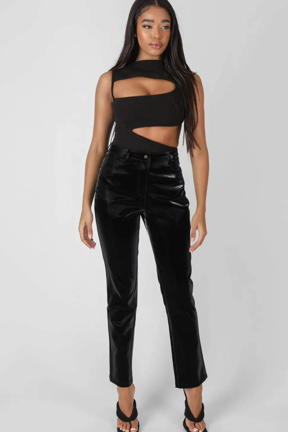 Discount High Shine Vinyl Straight Leg Trousers Sculpt & Leisure | Kaiia The Label