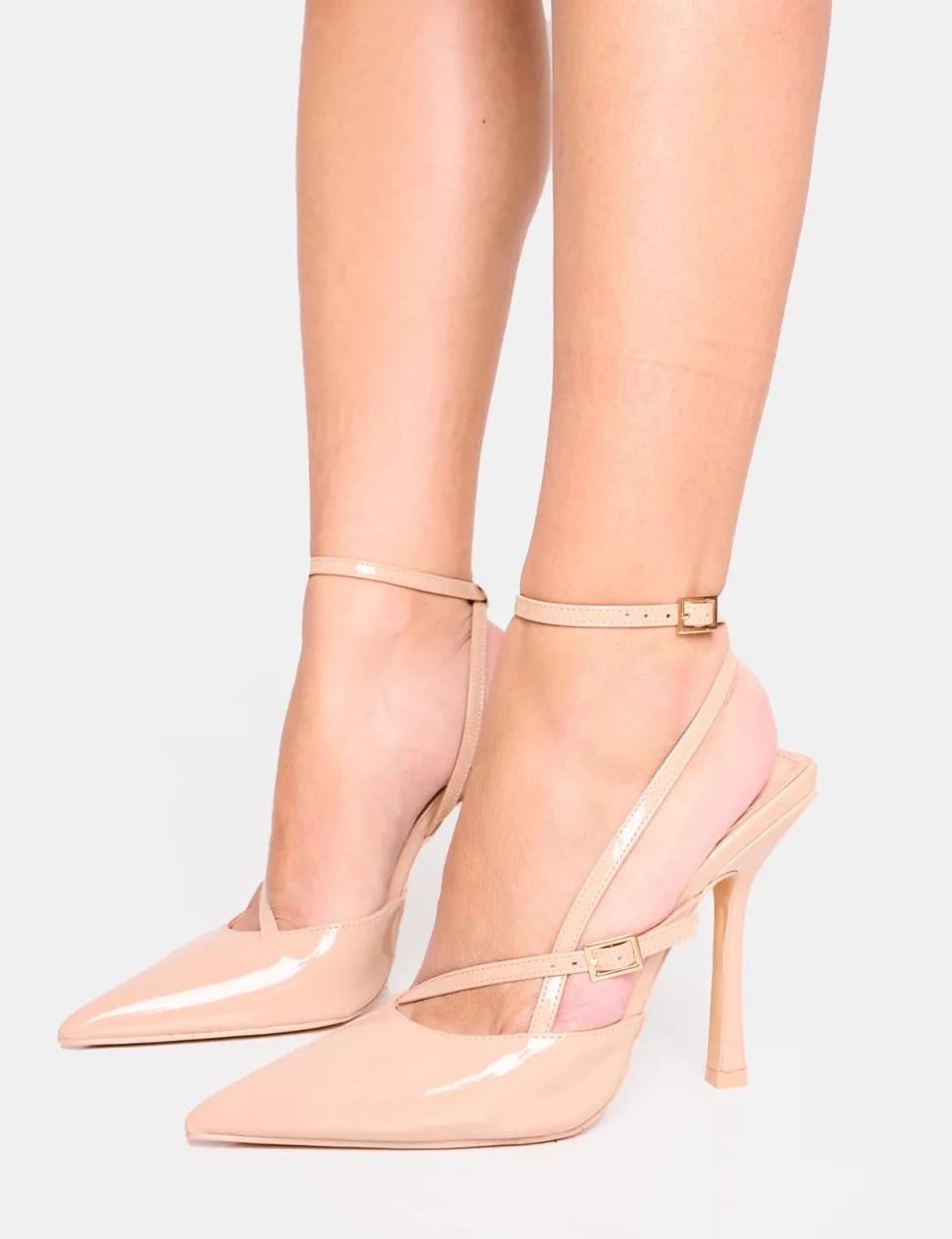 Hot Idol Patent Buckle Strappy Detail Stiletto Court High Heels Court Heels | High Heels
