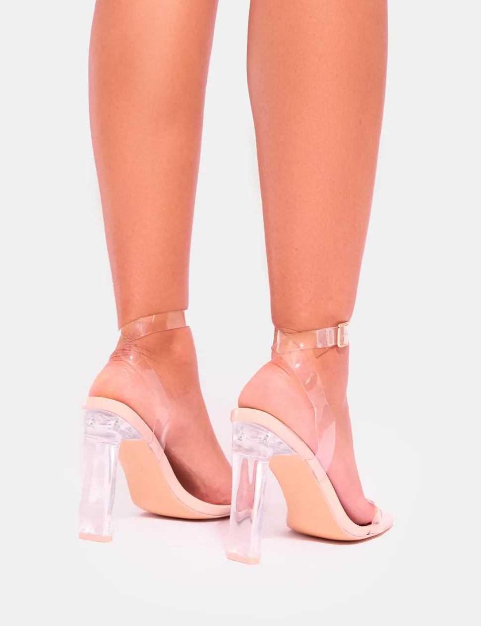 Sale Inka Perspex Round Toe Flat Block Heels Barely There Heels | Block Heels