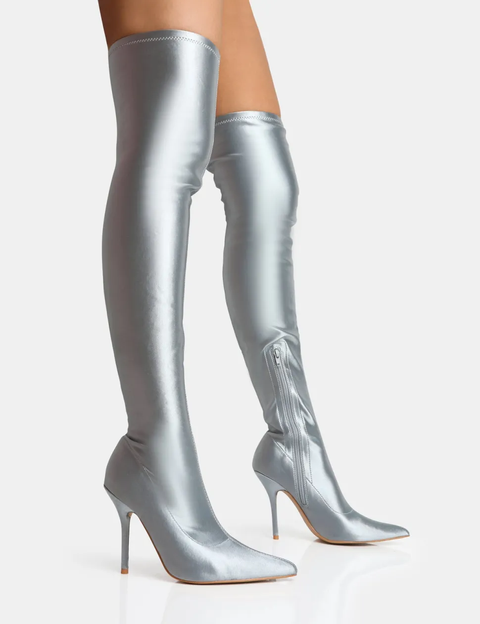 Shop Instinct Lycra Pointed Toe Stiletto Over The Knee Boots High Heels | Heeled Boots