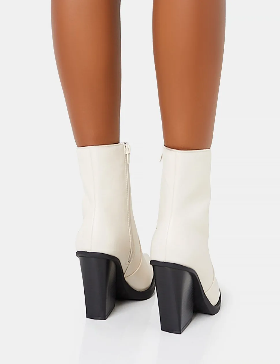 Fashion Jessie Wide Fit Pu Western Pointed Toe Block Heeled Ankle Boots Wide Fit Boots | Wide Fit Boots