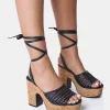 Best Jos Wide Fit Netted Lace Up Cork Platform Sandals Wide Fit Heels | Wide Fit Heels