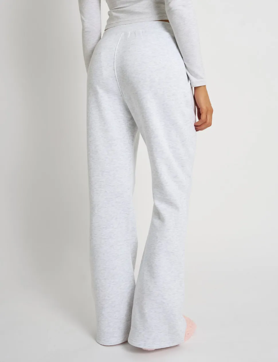 Outlet Kaiia Bow Detail Cross Over Waistband Joggers Light Grey Marl Sculpt & Leisure | Kaiia The Label