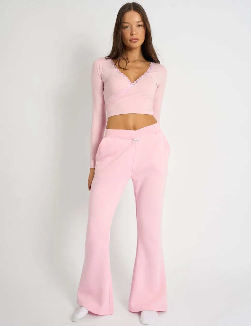 Clearance Kaiia Bow Detail Wide Leg Joggers Sculpt & Leisure | Kaiia The Label