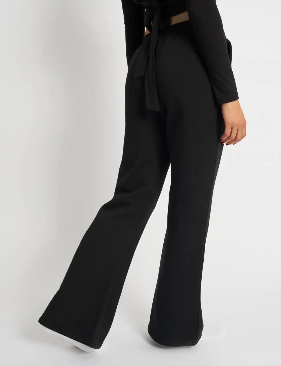 Outlet Kaiia Bow Detail Wide Leg Joggers Black & Pink Sculpt & Leisure | Kaiia The Label