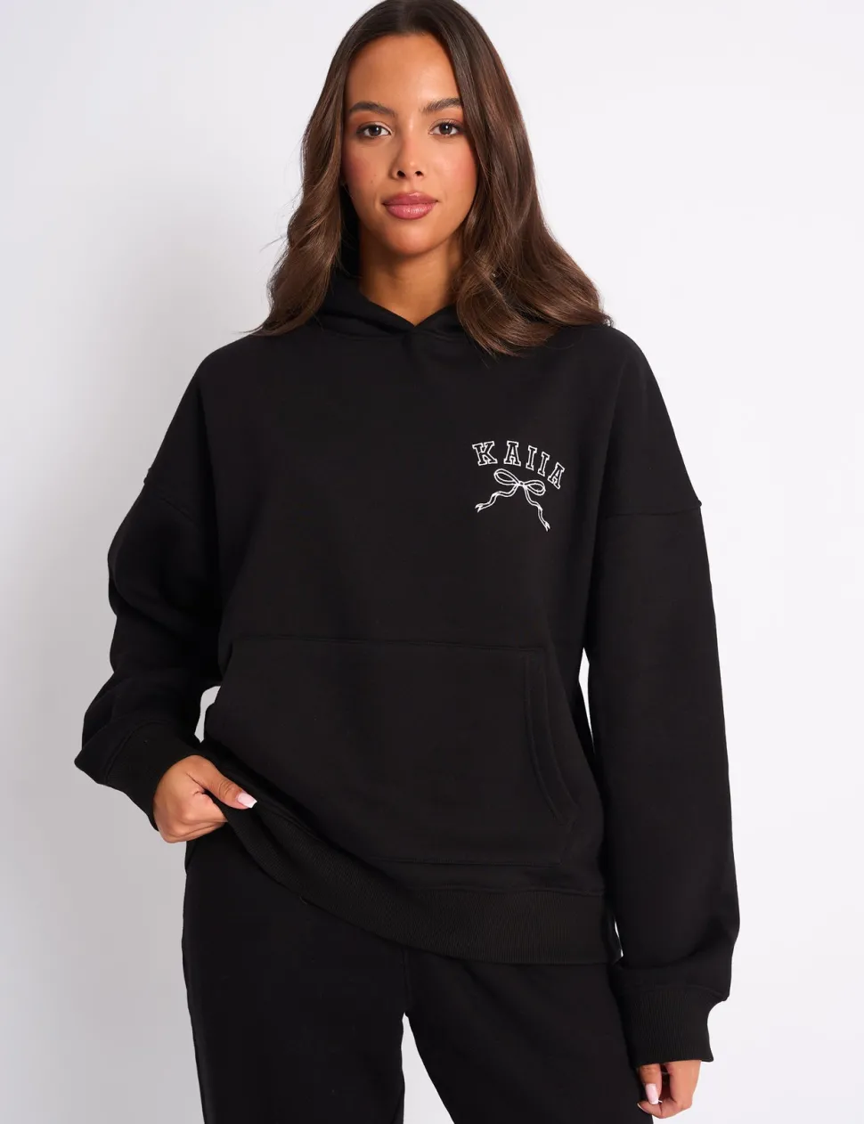 Flash Sale Kaiia Bow Embroidered Oversized Hoodie & White Sculpt & Leisure | Kaiia The Label