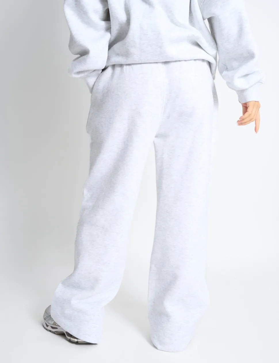 Discount Kaiia Bow Embroidered Ribbed Waistband Wide Leg Joggers Light Grey Marl & Red Sculpt & Leisure | Kaiia The Label