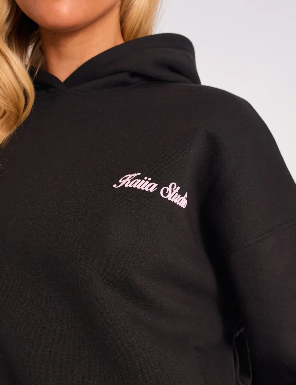 Cheap Kaiia Cherry Bow Graphic Oversized Hoodie Black & Pink Sculpt & Leisure | Kaiia The Label