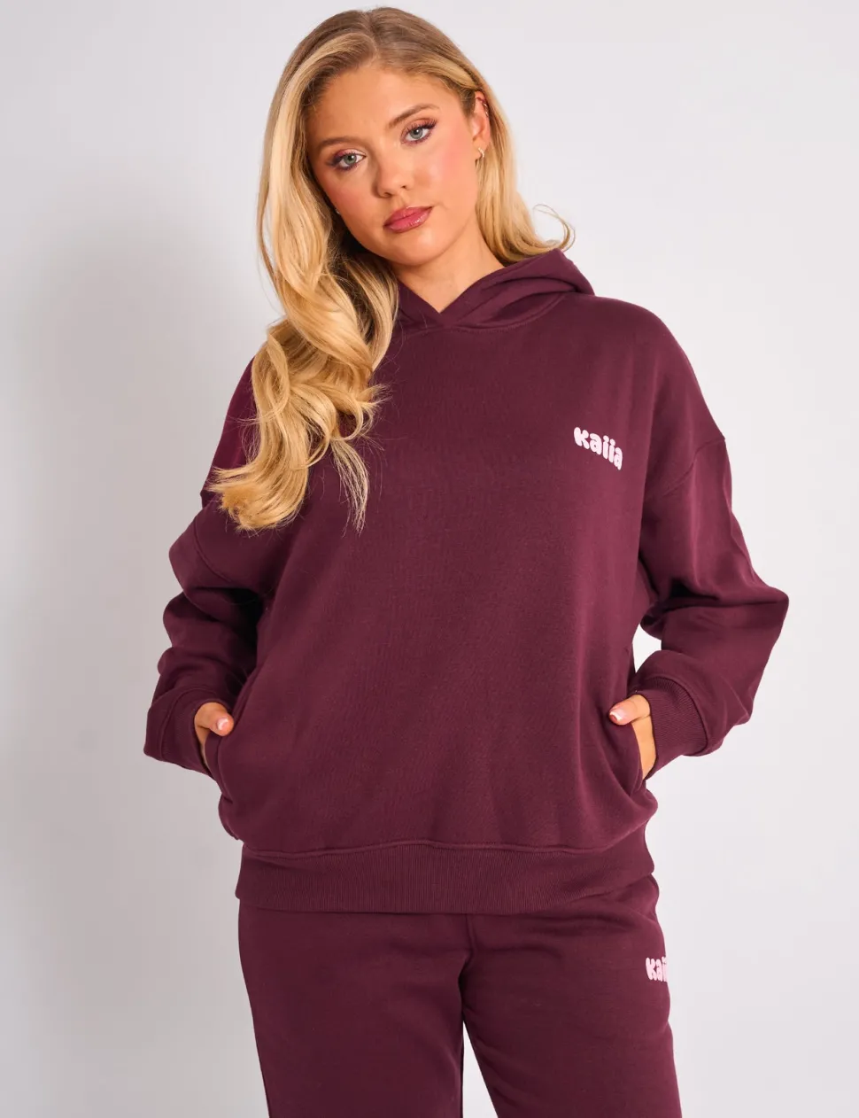 Outlet Kaiia Cherry Graphic Oversized Hoodie Plum & Pink Sculpt & Leisure | Kaiia The Label