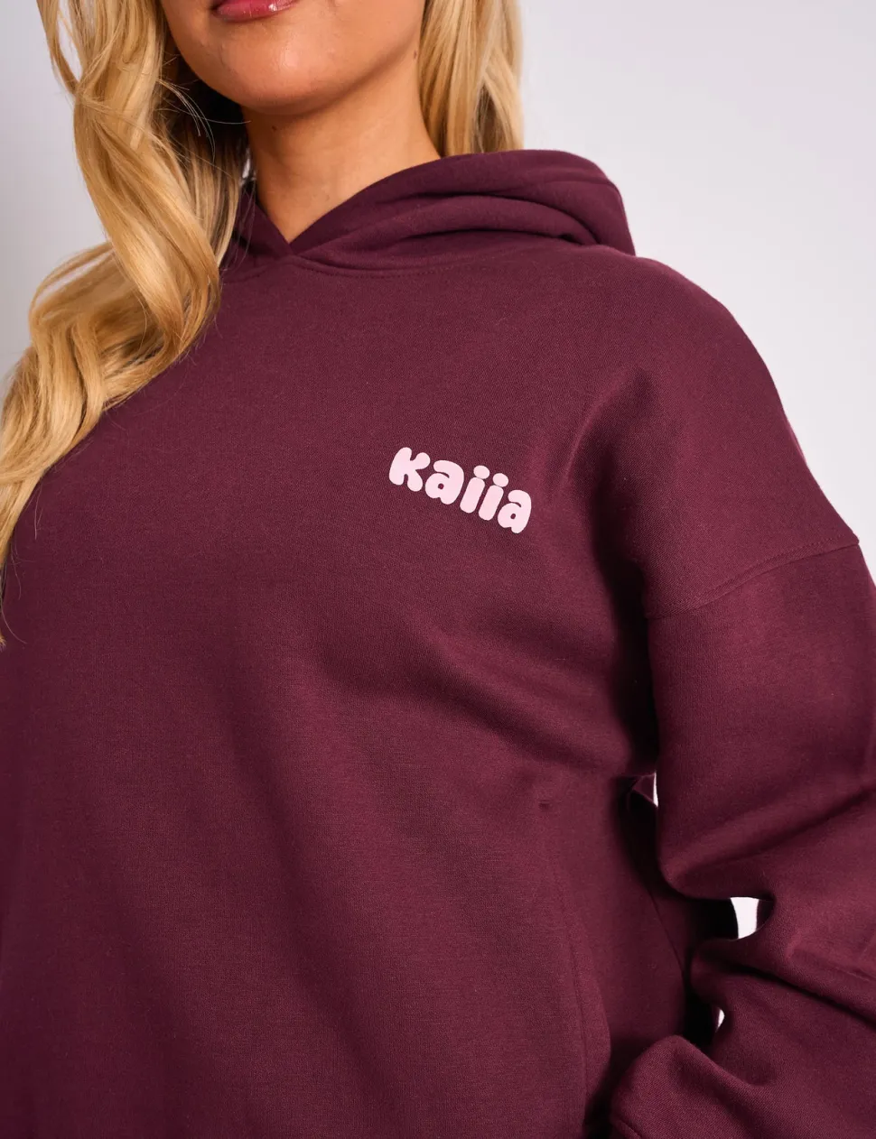 Outlet Kaiia Cherry Graphic Oversized Hoodie Plum & Pink Sculpt & Leisure | Kaiia The Label