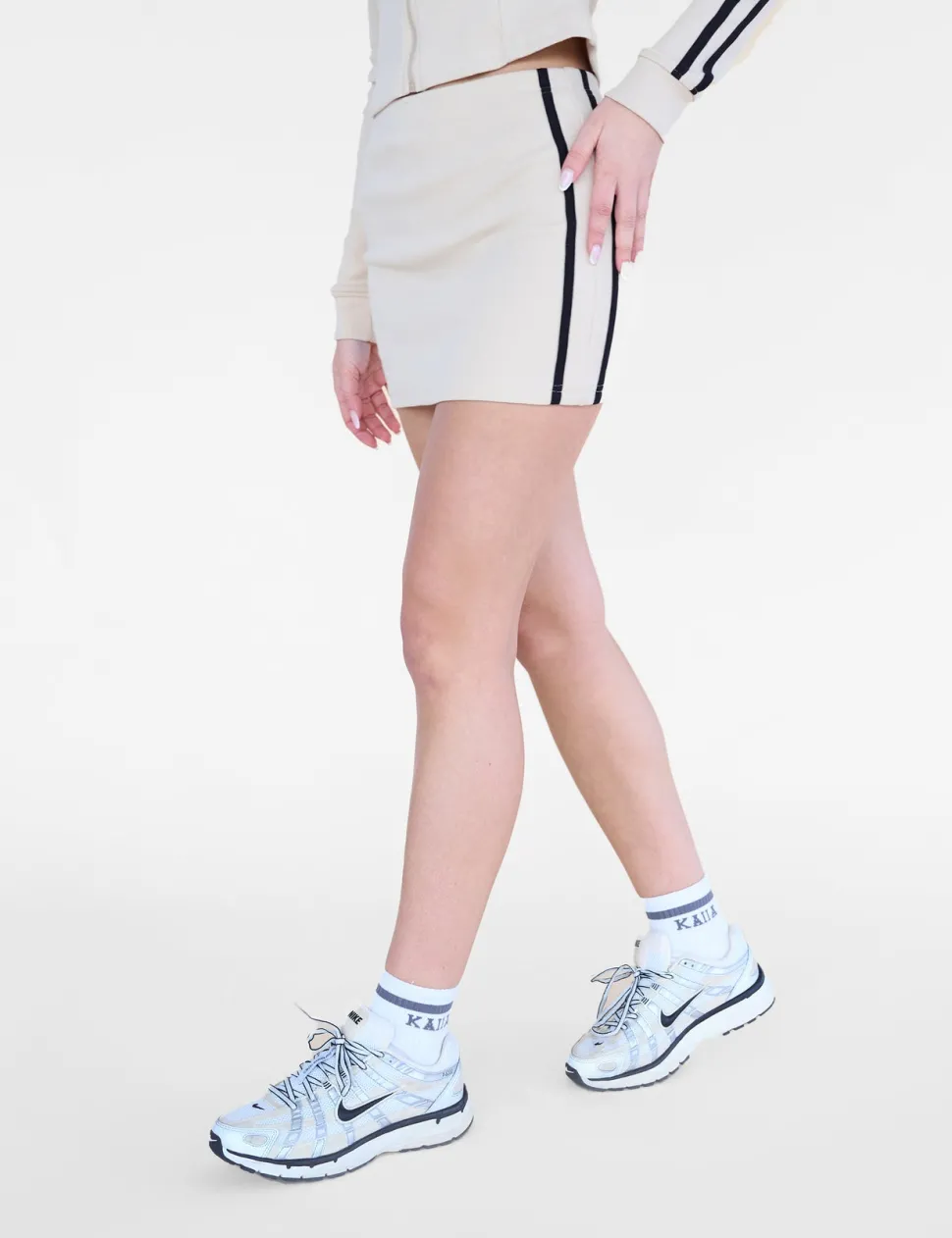 Online Kaiia Contrast Panel Ribbed Mini Skirt & Black Sculpt & Leisure | Kaiia The Label