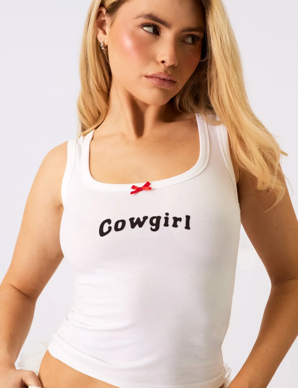Best Kaiia Cowgirl Bow Detail Vest Top Sculpt & Leisure | Kaiia The Label