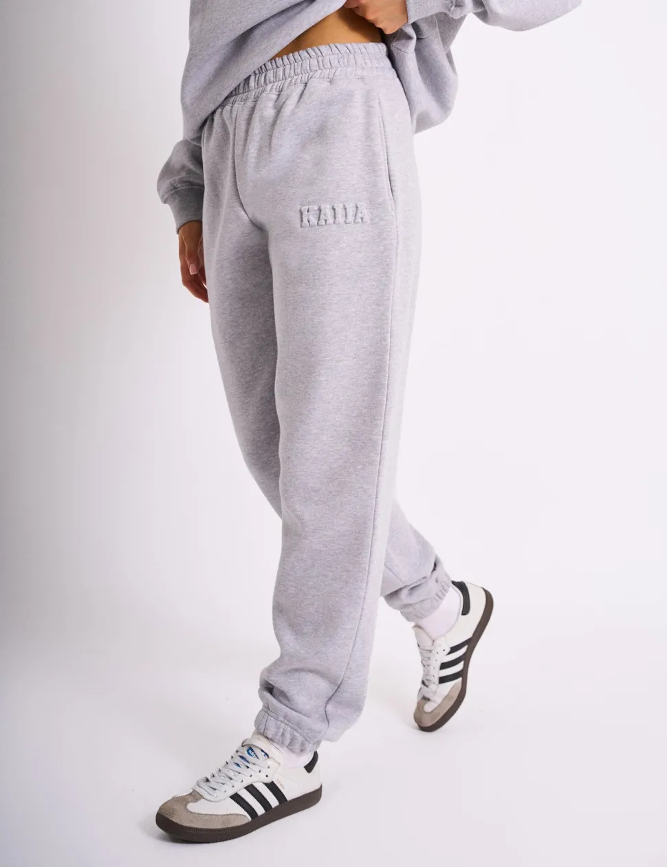 Best Kaiia Embossed Logo Cuffed Joggers Grey Marl Sculpt & Leisure | Kaiia The Label
